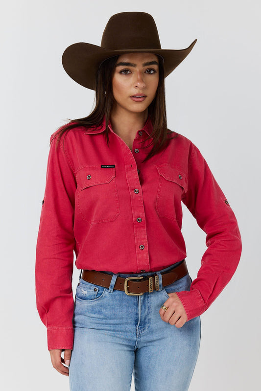 Pentecost Rugged Women’s Full Button Work Shirt - Berry