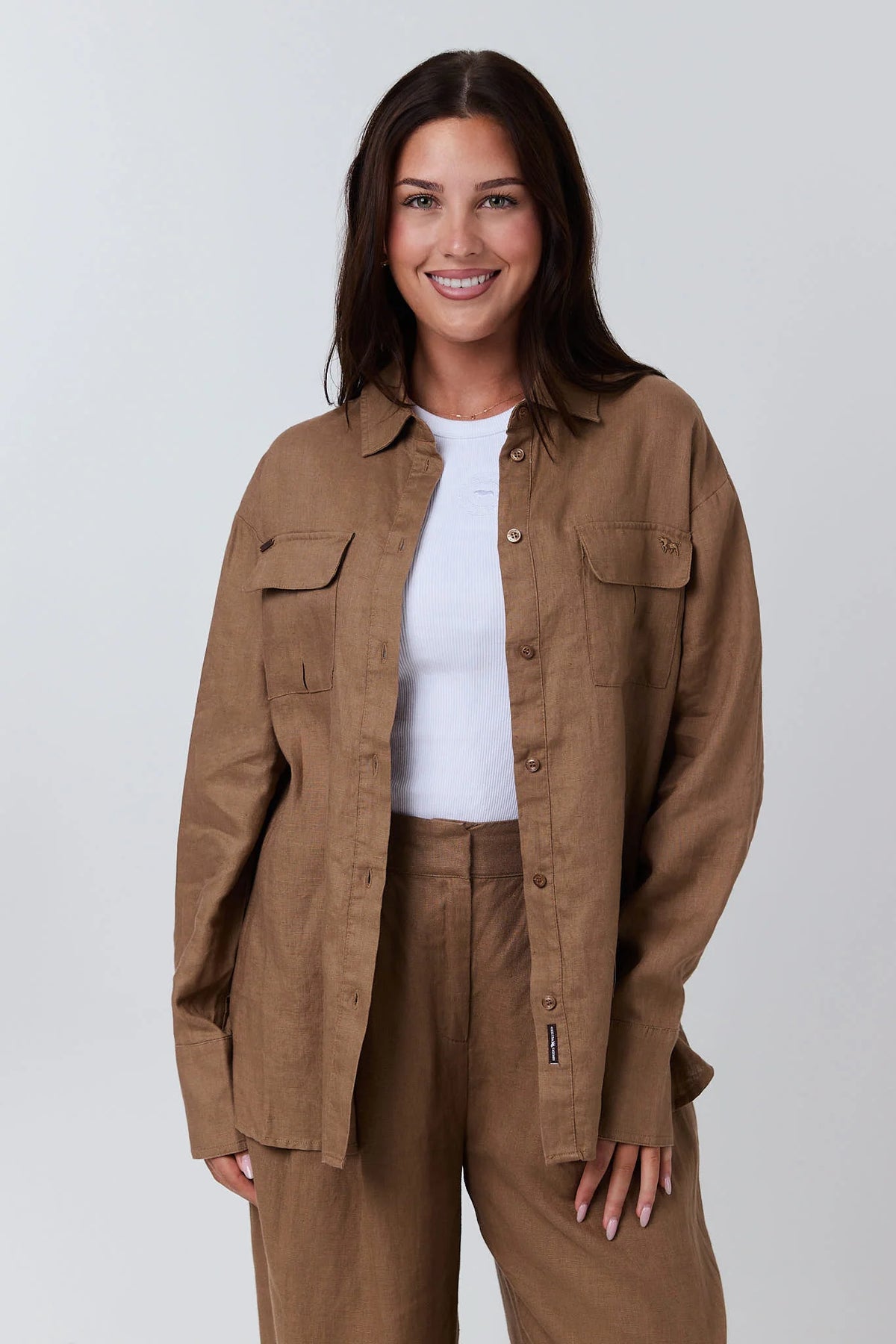 Celine Women’s Oversized Linen Shirt - Caramel